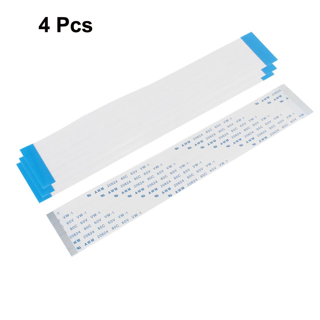 uxcell A Type 4 Pieces 60V Flexible Flat Cable, AWM 20624 80C VW-1